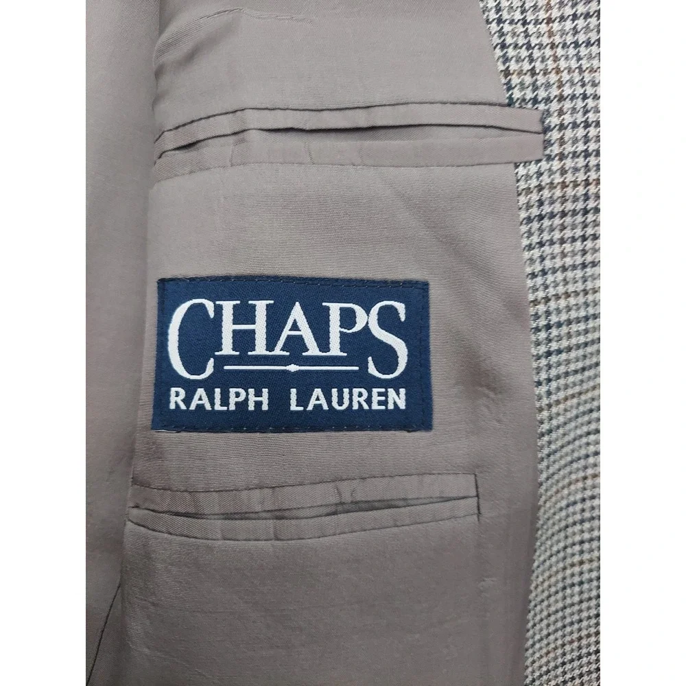 Chaps Ralph Lauren‎ Blazer Mens 42 R Brown Plaid Silk Wool 2 Button Sportcoat